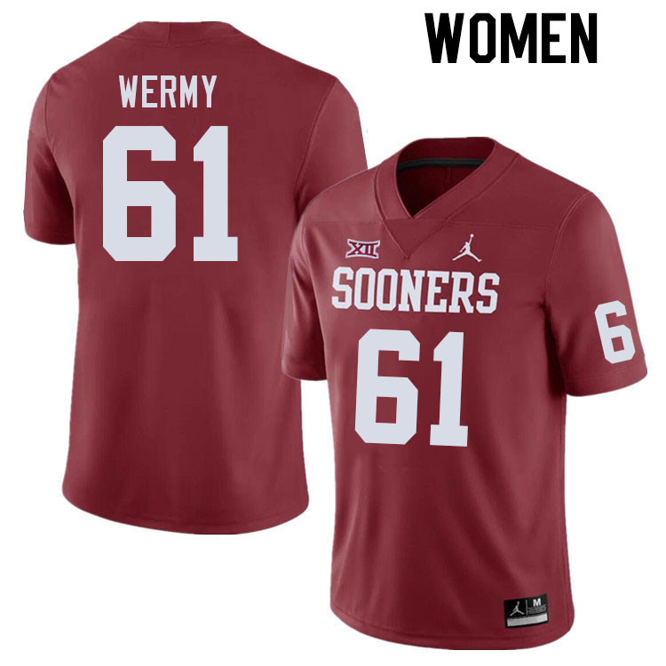 Women #61 Kenneth Wermy Oklahoma Sooners College Football Jerseys Stitched Sale-Crimson
